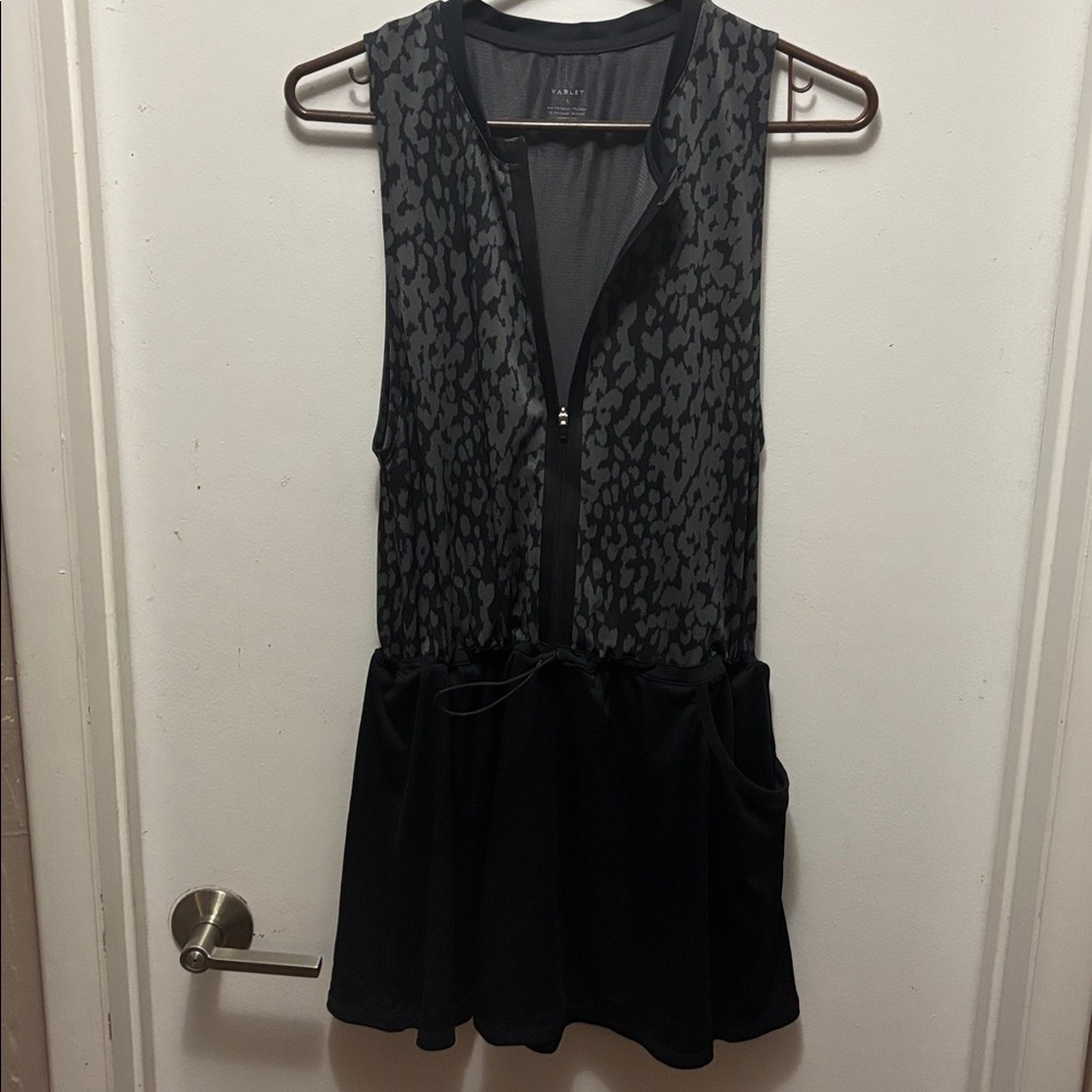 Anthropologie Varley Lagoda‎ Athletic Tennis Dress Black Animal Print Size Small